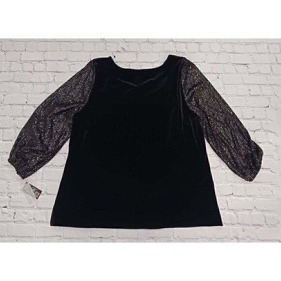 Alex Evenings Womens Sequined Long Sleeve Scoop Neck Party Top Plus/NWT, Size 2X - Picture 3 of 3